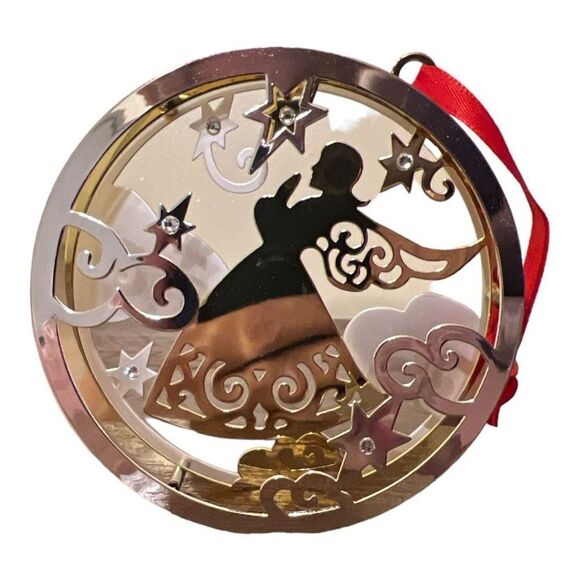 RARE LENOX STAMPED 3-D SILVER JEWELED ANGEL ORNAMENT - Picture 2 of 4